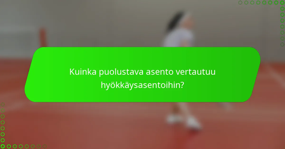 Kuinka puolustava asento vertautuu hyökkäysasentoihin?