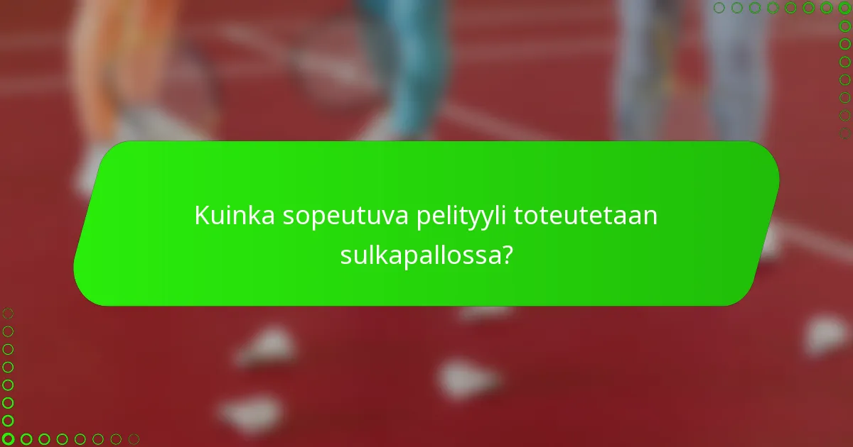 Kuinka sopeutuva pelityyli toteutetaan sulkapallossa?